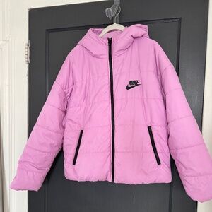 Nike Sportswear Women's Pink Hooded Full Zip Puffer Jacket